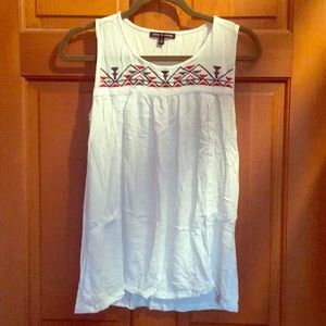 White Flowing Embroidered Sleeveless Top